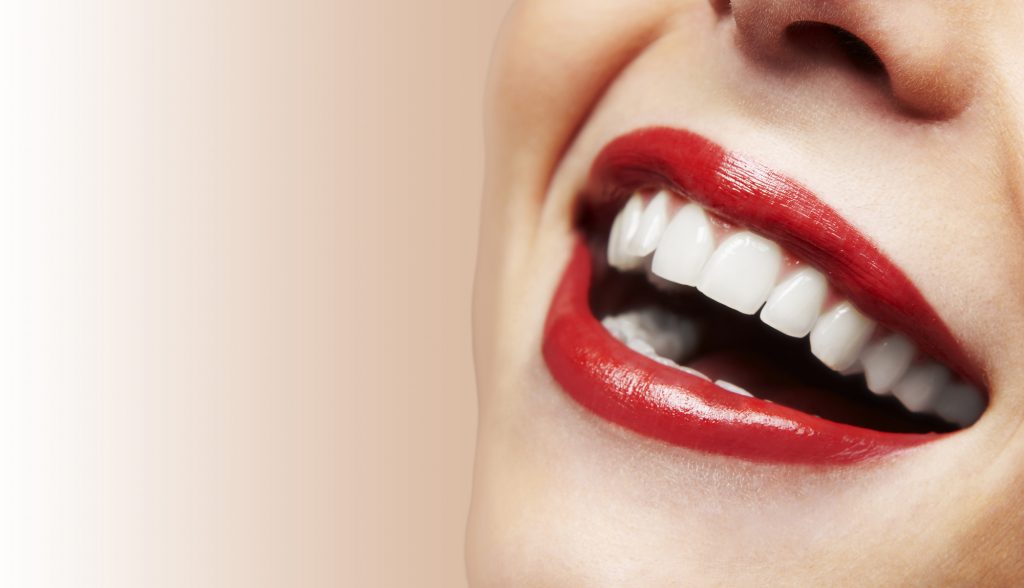 gorgeous red lipstick white teeth